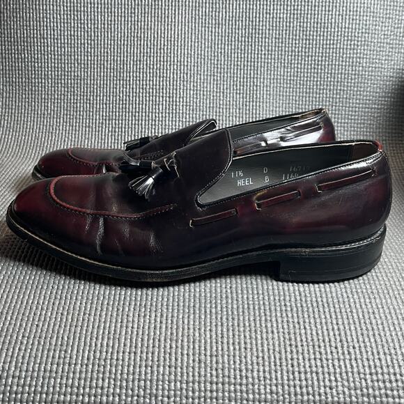 Nettleton Loafers Mens 11.5 Burgundy Red Leather Tassel Slip On‎ Casual Business - Picture 1 of 13